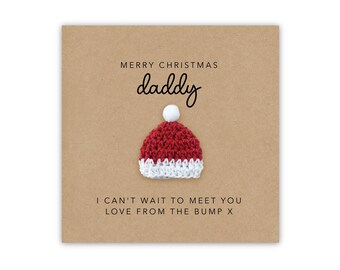 Merry Christmas Daddy From Bump, Christmas Card For Dad, Daddy To be Twins Christmas Card, Cute Christmas Card From Bump, Mummy to Be
