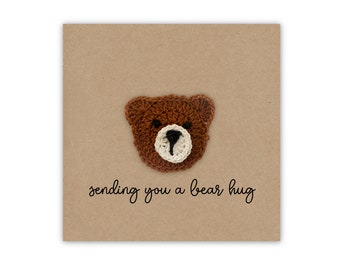 Sending You A Hug Card, Friendship Card, Pick Me Up Gift, Thinking Of You Card For Best Friend, Hug Card, Long Distance Hug, Bear Hug