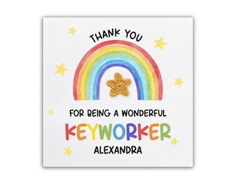 Personalised Keyworker Thank You Card, End Of Nursery Card, Keyworker Appreciation Card, Thank You Card For Nursery Worker, Thank You Card