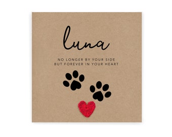 Personalised Pet Sympathy Card, Pet loss Cat, Dog, Sorry for your loss, thinking of you, bereavement card, forever in your heart, Pet Loss