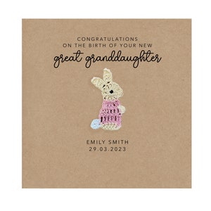 Gepersonaliseerde felicitatiekaart voor een overgrootouder, kaart voor een nieuwe oma, gefeliciteerd met de geboorte van uw achterkleindochter, baby