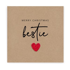 Merry Christmas Bestie Card - Tarjeta simple para el mejor amigo - Tarjeta de Navidad para un amigo - Tarjeta de Navidad feliz