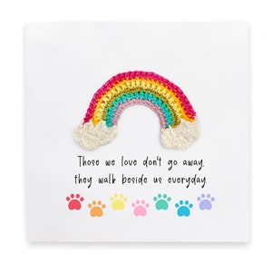 Carte de sympathie pour animal de compagnie, animal de compagnie perdu, chat, chien, désolé pour votre perte, je pense à vous, carte de deuil, à jamais dans votre cœur, perte d'animal de compagnie, arc-en-ciel