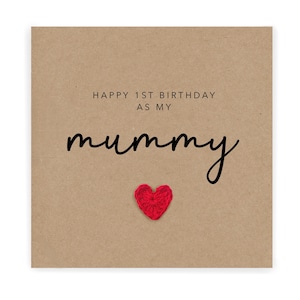 Feliz primer cumpleaños como mi mamá - Tarjeta de cumpleaños simple para mamá de su hijo bebé - Tarjeta hecha a mano para ella - Enviar al destinatario
