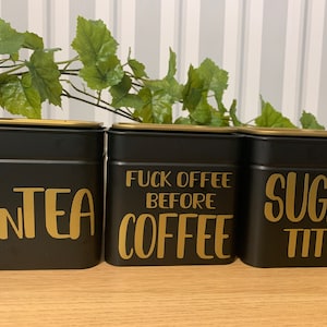 Novelty Cannister set explicit, funny, coffee, tea, sugar