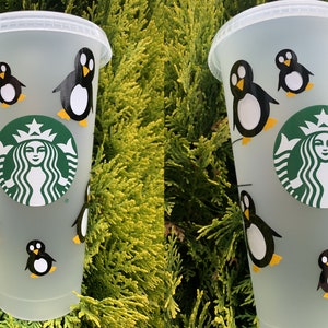 Penguin cup | Starbucks cup |  Penguin cold cup 24oz cup with straw | new Penguin gift | Birthday present