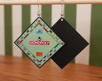 Monopoly Board Game Dangle Earrings