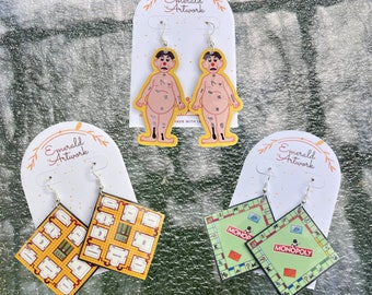 Board Game Pack of Dangle Earrings | Monopoly, Clue, Operation