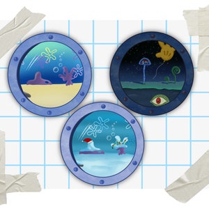 Spongebob Window into Bikini Bottom Sticker | SpongeBob Porthole | Original, Spooky, Holiday
