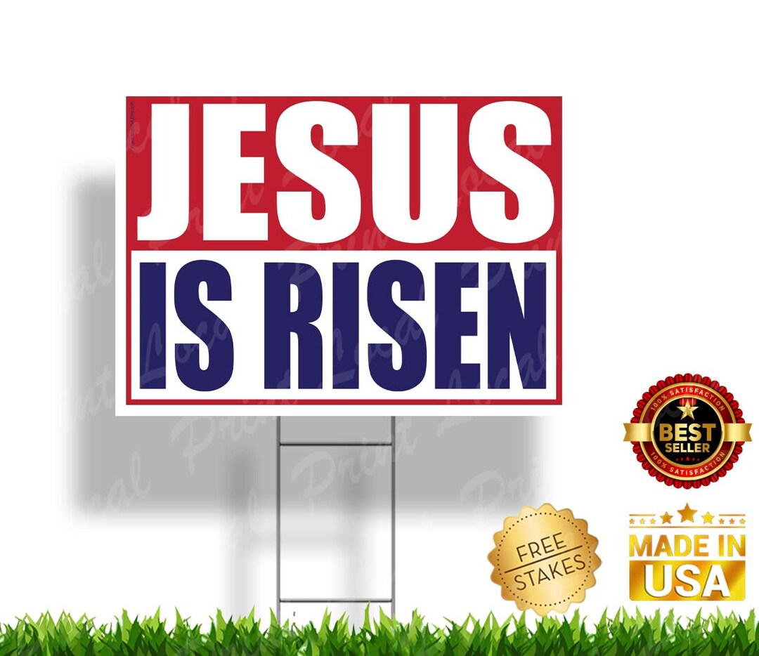 Jesus is Risen Yard Sign USA Easter Sign Easter Holiday Sign Easter ...