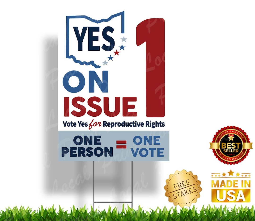 Ohio Vote Yes on Issue 1 Vertical Sign for Womens Reproductive Rights