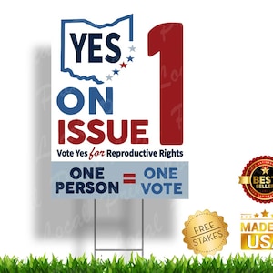 Ohio Vote Yes on Issue 1 Vertical Sign for Womens Reproductive Rights