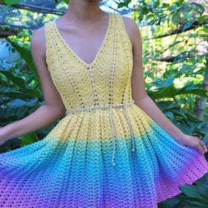 Modern Boho Crochet Dress Pattern PDF Beachwear Summer Crochet Dress Pattern Festival Crochet Top | Meribella Peplum Top and Dress