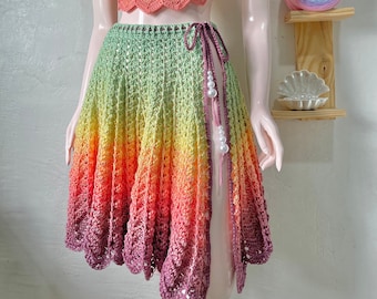 Gehaakt rokpatroon, boho beachwear gehaakt kleedpatroon, festival kleeddoek voor strand en zwembad, trendy gehaakt kleedje