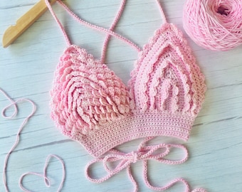 Modello bralette all'uncinetto, modello bralette all'uncinetto boho in formato PDF, modello bralette bikini all'uncinetto, modello bralette all'uncinetto per abbigliamento da spiaggia fatto a mano