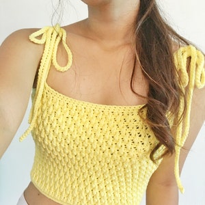 Crochet Top PATTERN Isla Top Alpine Stitch Crop Top Tie Strap Top image 4