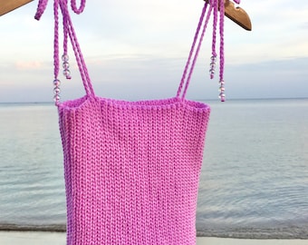 Patrón de top de ganchillo, camisola de ganchillo en PDF, patrón de top corto de verano, top de ganchillo con tirantes anudados / Top de ganchillo Aerwyna