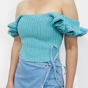 Boho Crochet Top Summer Festival Crochet Trendy Tank Top Crochet Tops Pattern Seiz Top Puff Sleeve Chic Crochet Top Pattern