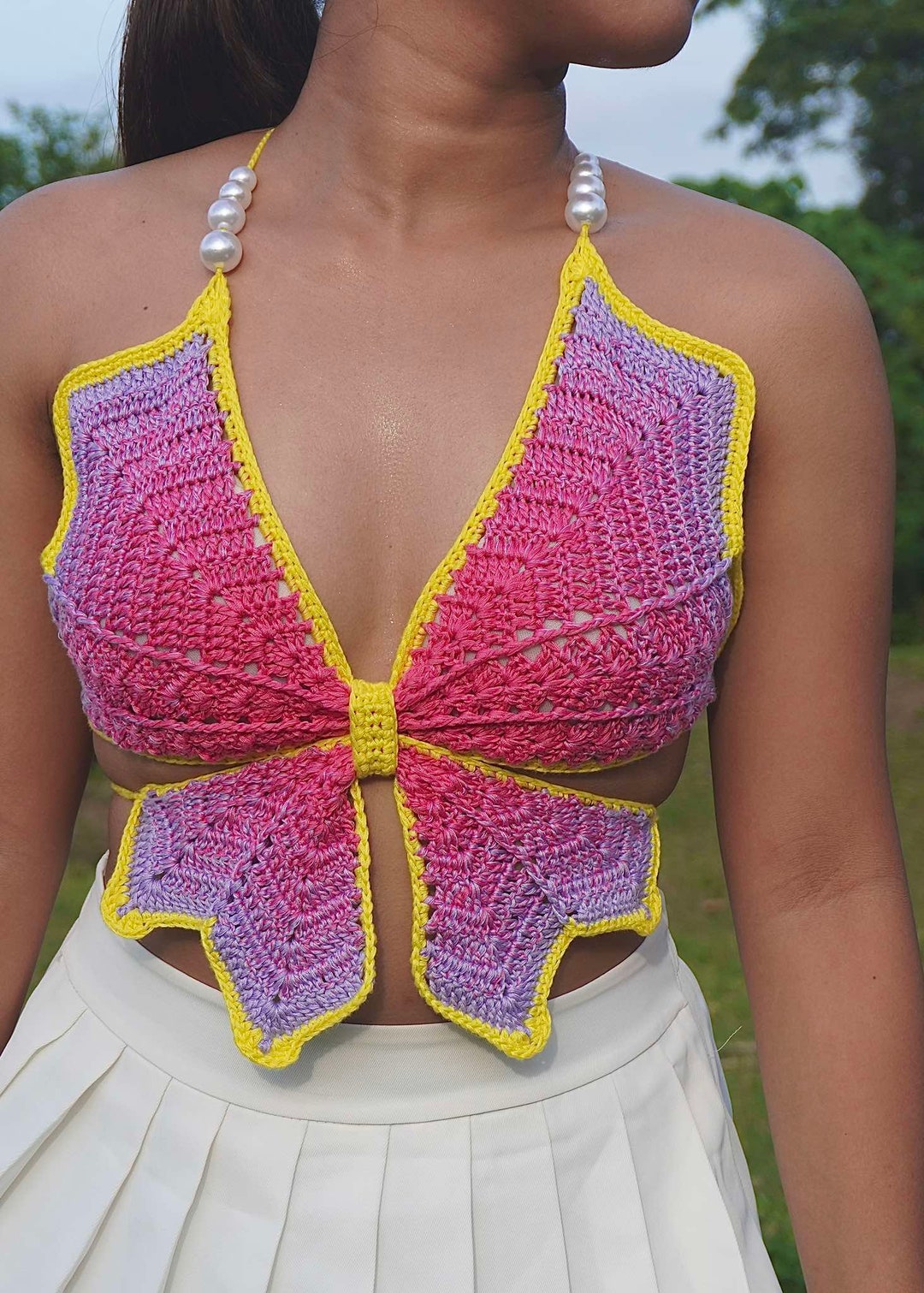 【X-girl】BUTTERFLY CROCHET SHIRT Crochet Butterfly Shelly Top - Free Crochet Pattern