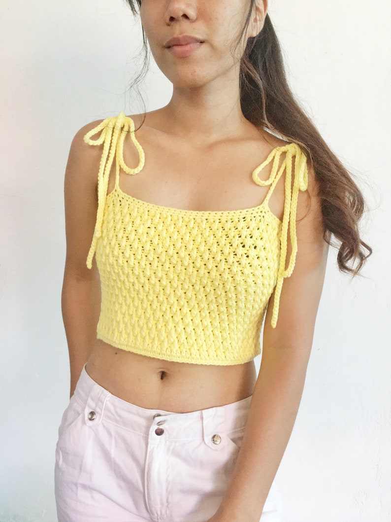 Crochet Top PATTERN Isla Top Alpine Stitch Crop Top Tie Strap Top image 3