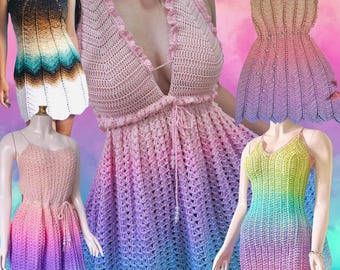 Paquete de patrones de tops y vestidos bohemios de crochet para playa de verano