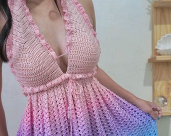 Summer Top Beachwear Crochet Pattern Boho Chic Top and Dress Festival Lacey Dress for Women | Salacia Top and Dress Pattern