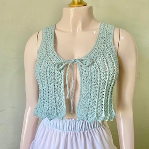 Summer Crochet Top Vest Pattern Boho Crochet Beachwear Tank Top for Women | Seira Lacy Crop Top Crochet