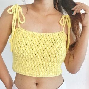 Crochet Top PATTERN Isla Top Alpine Stitch Crop Top Tie Strap Top image 6