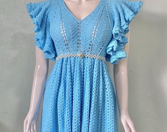 Boho Mesh Beach Dress, Summer Swim Cover Up Crochet Pattern, Open Stitch Dress PDF, Instant Download Meribella Peplum Top Dress