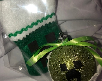 Gamers gift ornament and mini felt stocking great gift stocking stuffer