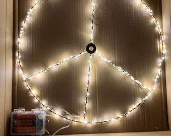 Made to order special, limited, edition, 15in Lighted PEACE sign, battery operated 200 LED 8 mode remote metal frame