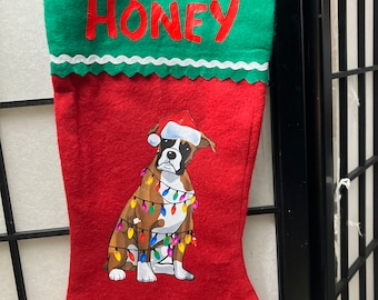 Personalized made to order dog pet stockings Christmas stockings puppy Boxer puppy