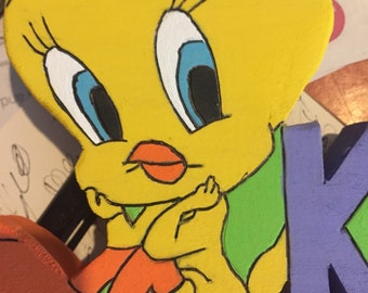 Plaque signalétique personnalisée TWEETY BIRD pour personnage de dessin animé, réalisée sur commande de n'importe quel nom