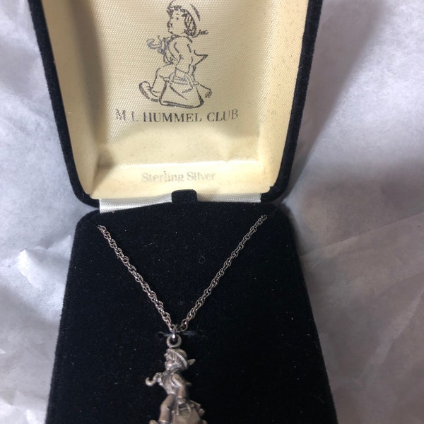 Vintage STERLING ML HUMMEL Club necklace chain and charm