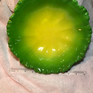 Mid-Century Modern SEYEI Majolica Lettuce Leaf Salad Bowl large cabbage lettuce bowl green yellow