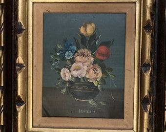 L'artiste italien Franceschi a encadré des fleurs à l'huile sur toile
