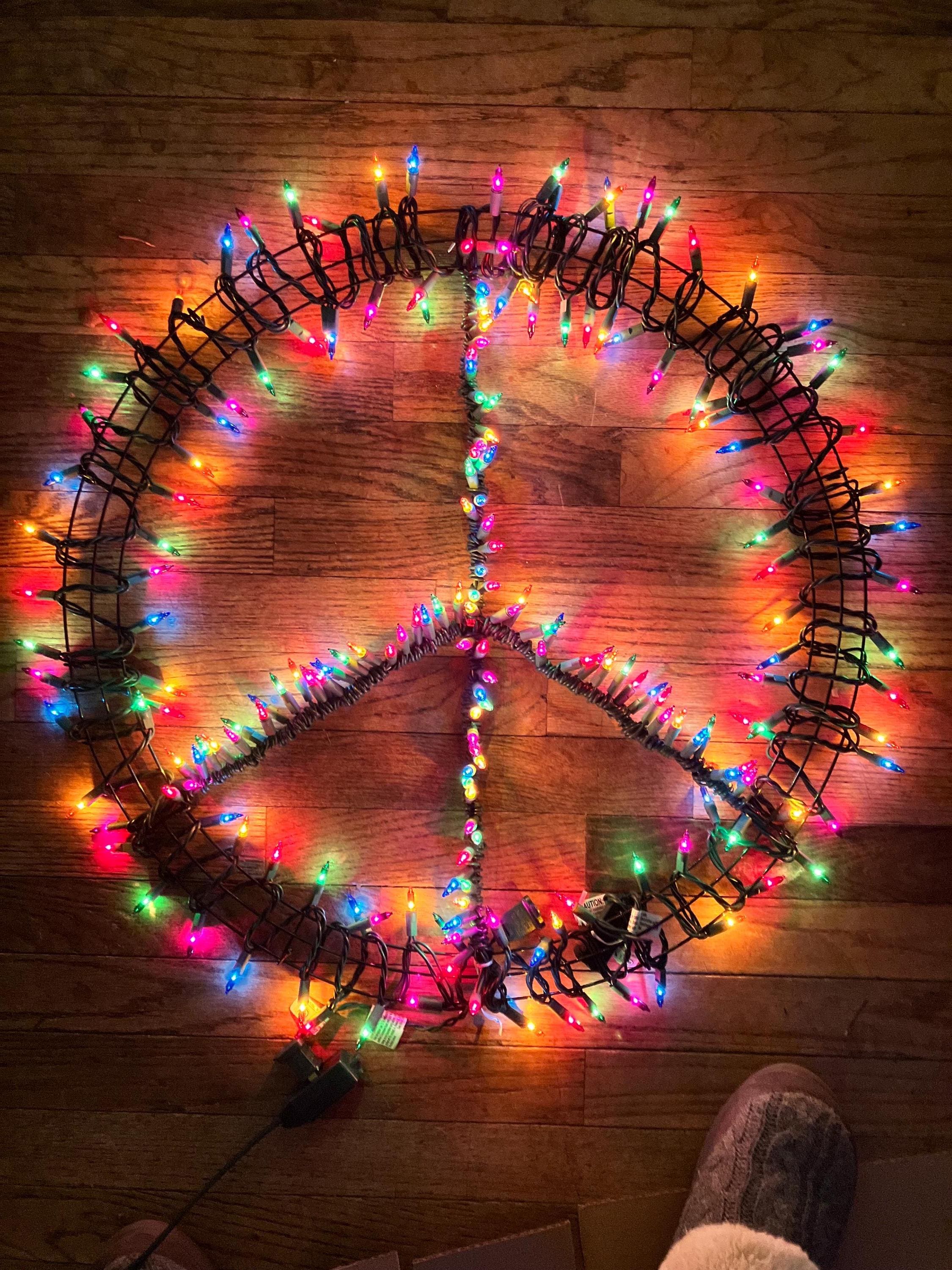 Made to Order PEACE SIGN Wreath Indoor Outdoor Decor Metal Frame