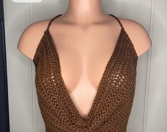 Crochet Cowl Neck Halter Top Pattern PDF | Digital Download | Summer Crochet Top | Festival Outfit Pattern | Written Crochet Pattern
