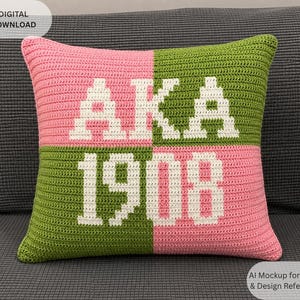 Alpha Kappa Alpha Crochet Pillow Pattern | AKA 1908 PDF | Digital Download | Tapestry Crochet