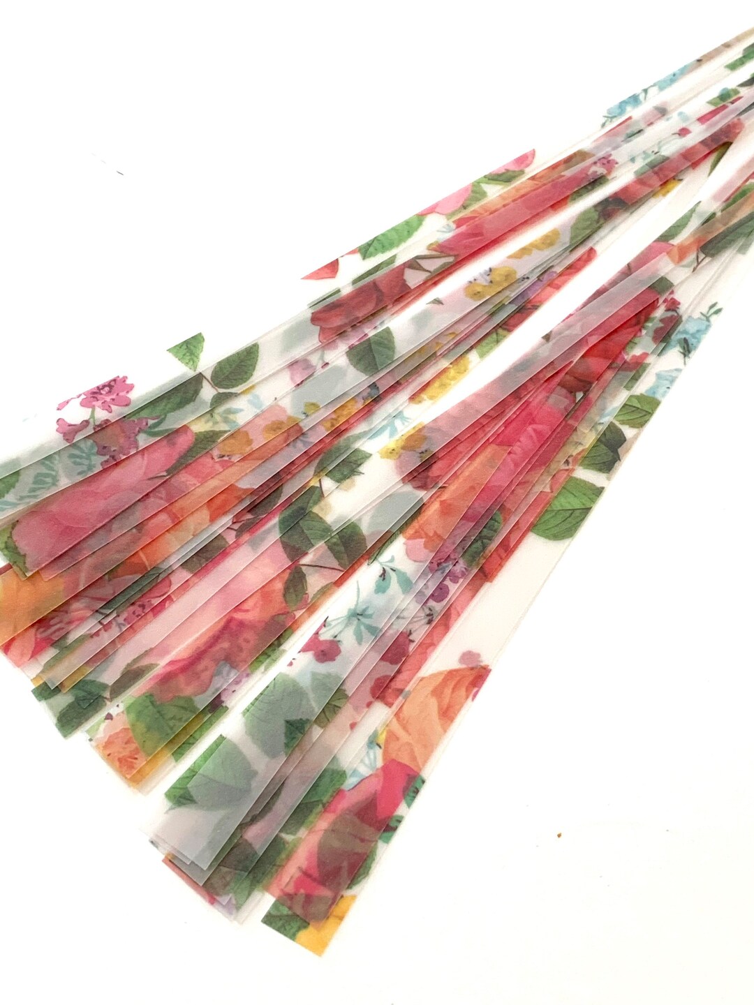 Floral Printed Vellum Paper Strips Paper Bead Strips Paper Beads Thin