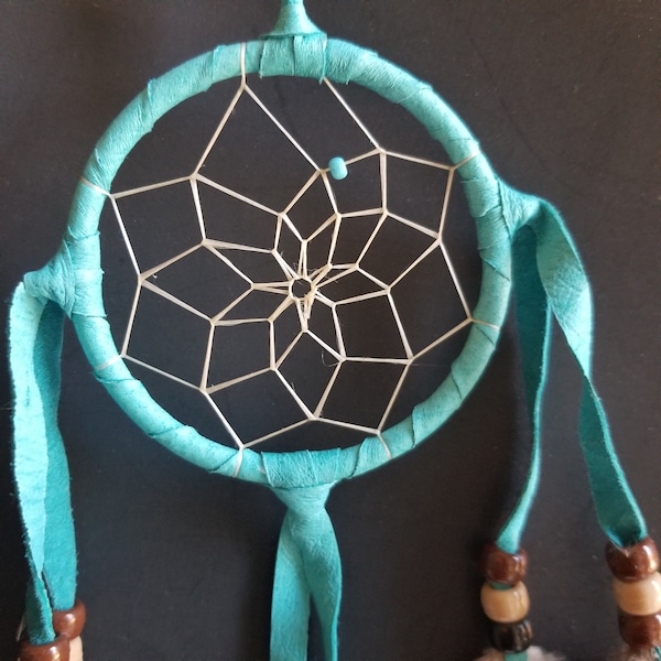 3" Authentic Native American Dreamcatcher/ Hanging Dreamcatcher/ Native Made/Blue Turquoise Color Dreamcatcher/Car Dreamcatcher Gift