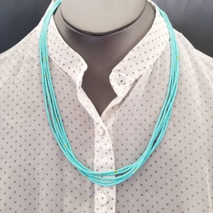 Turquoise Heishi Necklace/ Southwestern Necklace/ Blue Necklace/Santo Domingo Jewelry/ 5 strand Multi Necklace /Made in USA