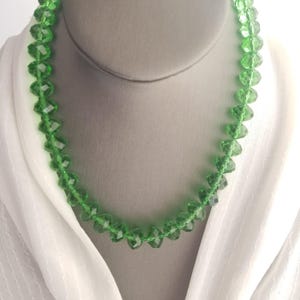 Green Crystal Single Strand Necklace/Prom Necklace/Christmas Necklace/ Handmade USA/Free Shipping