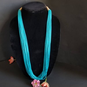 Blue Turquoise Heishi Necklace/ Southwestern Necklace/ Blue Necklace/Multi Strand Handmade Necklace