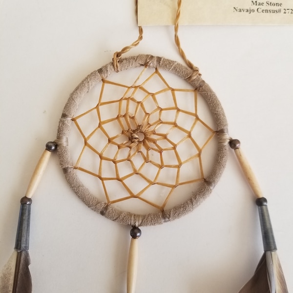 3" Authentic Native American Dreamcatcher/ 3 inches Hanging Dreamcatcher/ Native Made/Brown Dreamcatcher/Car Dreamcatcher Gift