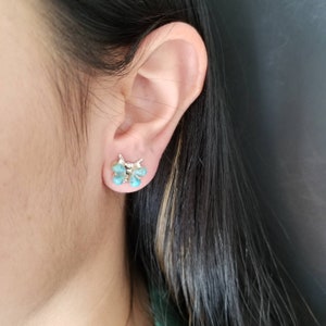 White Buffalo Butterfly Earrings/ Turquoise Sterling Silver Butterfly Earrings/Turquoise Flower Butterfly Jewelry/Silver Butterflies