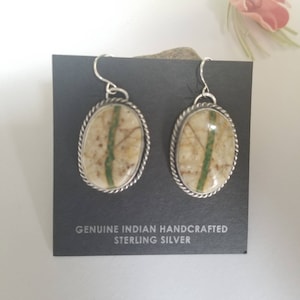 Zuni Turquoise Dangle Earrings/ Genuine Boulder Turquoise/ Large Earrings/ Native Made Turquoise Earrings
