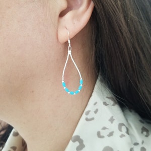 Blue Turquoise and Sterling Liquid Silver Teardrop Earrings/ Southwestern  Jewelry/ Handmade Jewelry in USA