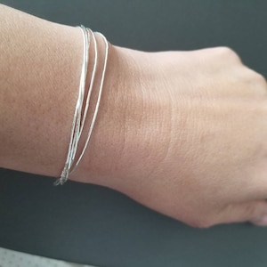 Liquid Silver Bracelet 5 Strands /Sterling Silver Bracelet /Handmade Bracelet / Thin Silky Silver Jewelry/ Made in the USA