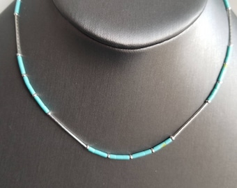 Lovelyturquoise Sterling Silver/ Beaded Layering Choker /Handmade Choker Teen Danity Beach Jewelry/Liquid Silver Necklace/Free shipping